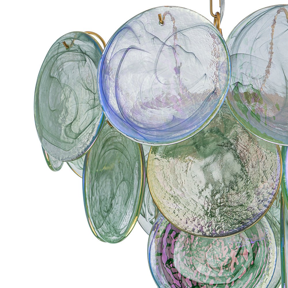 Gloruli Art Deco Iridescent Swirl Glass Chandelier