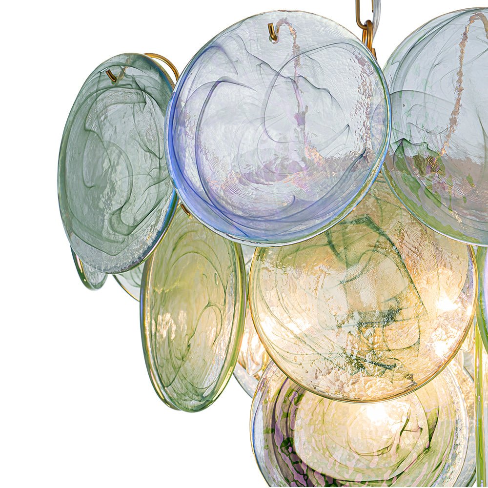 Gloruli Art Deco Iridescent Swirl Glass Chandelier