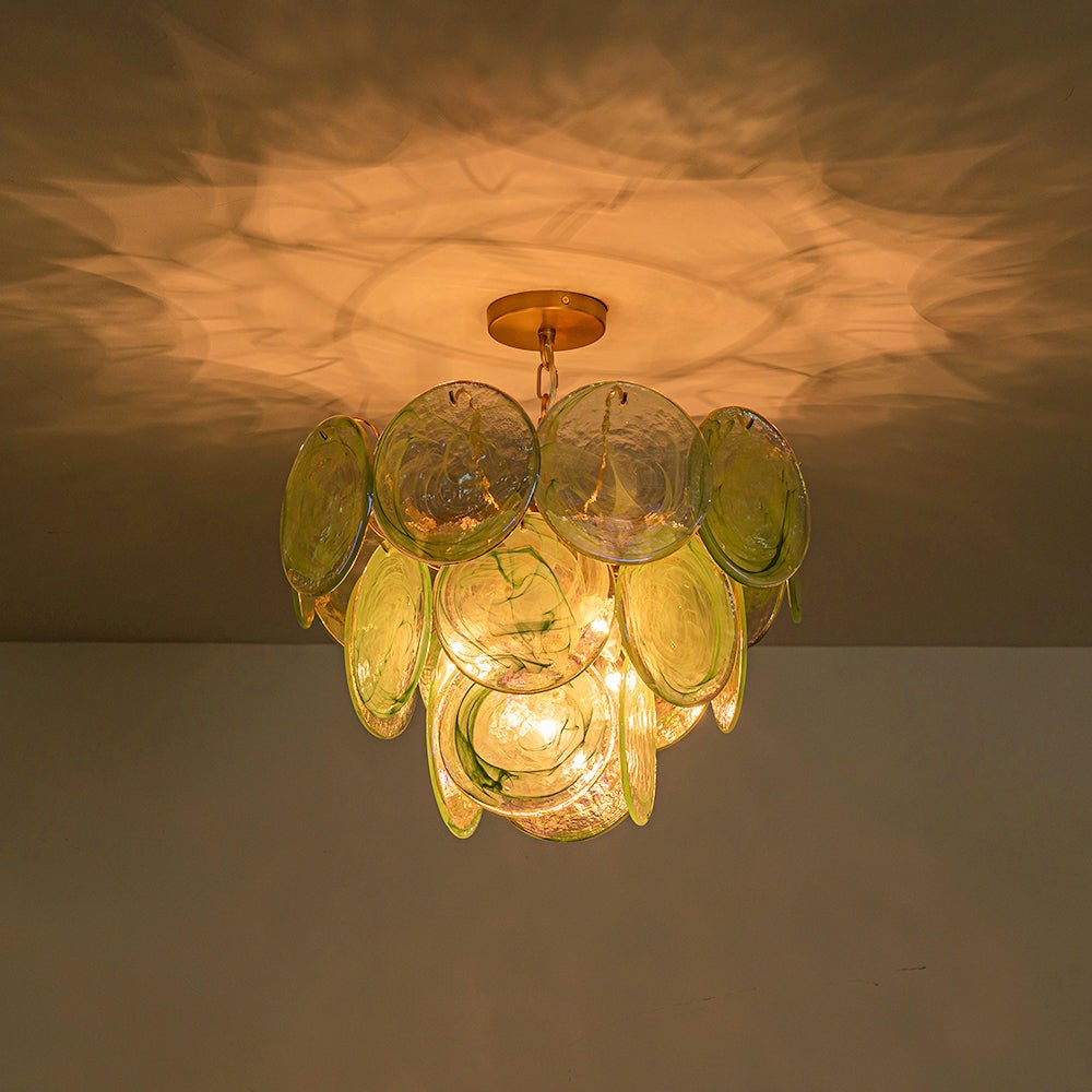 Gloruli Art Deco Iridescent Swirl Glass Chandelier