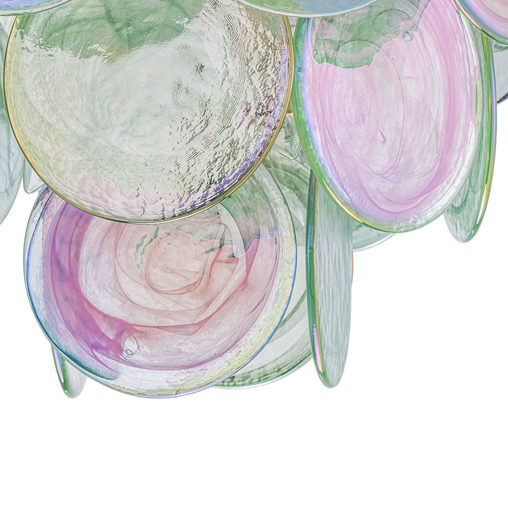 Gloruli Art Deco Iridescent Swirl Glass Chandelier