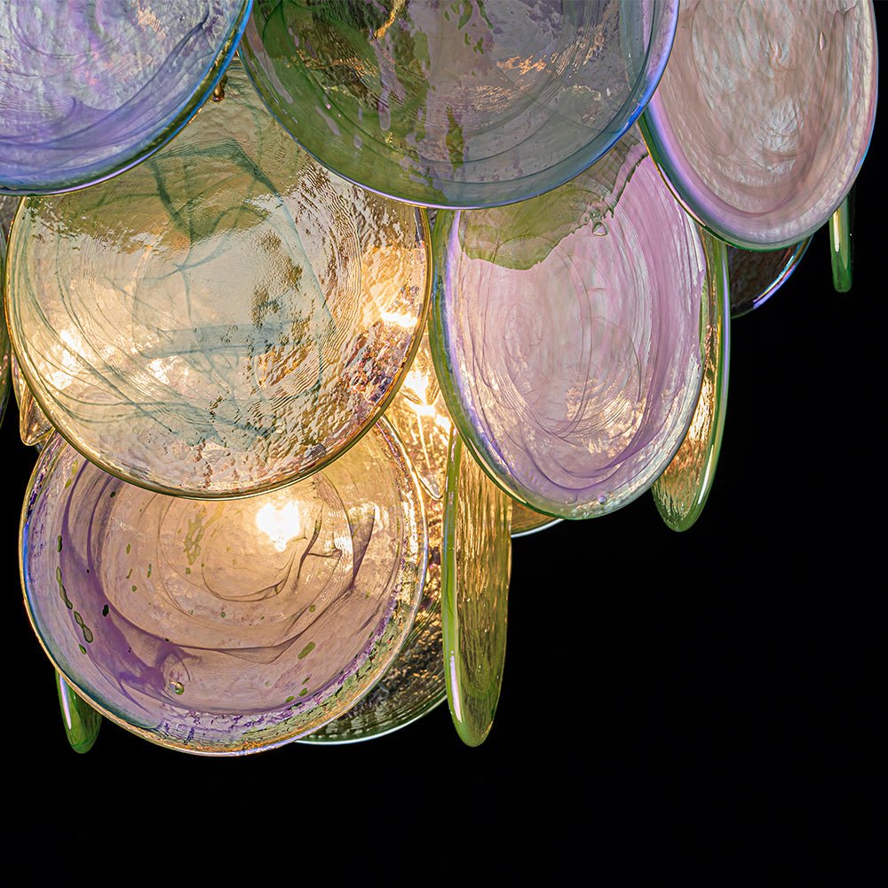 Gloruli Art Deco Iridescent Swirl Glass Chandelier