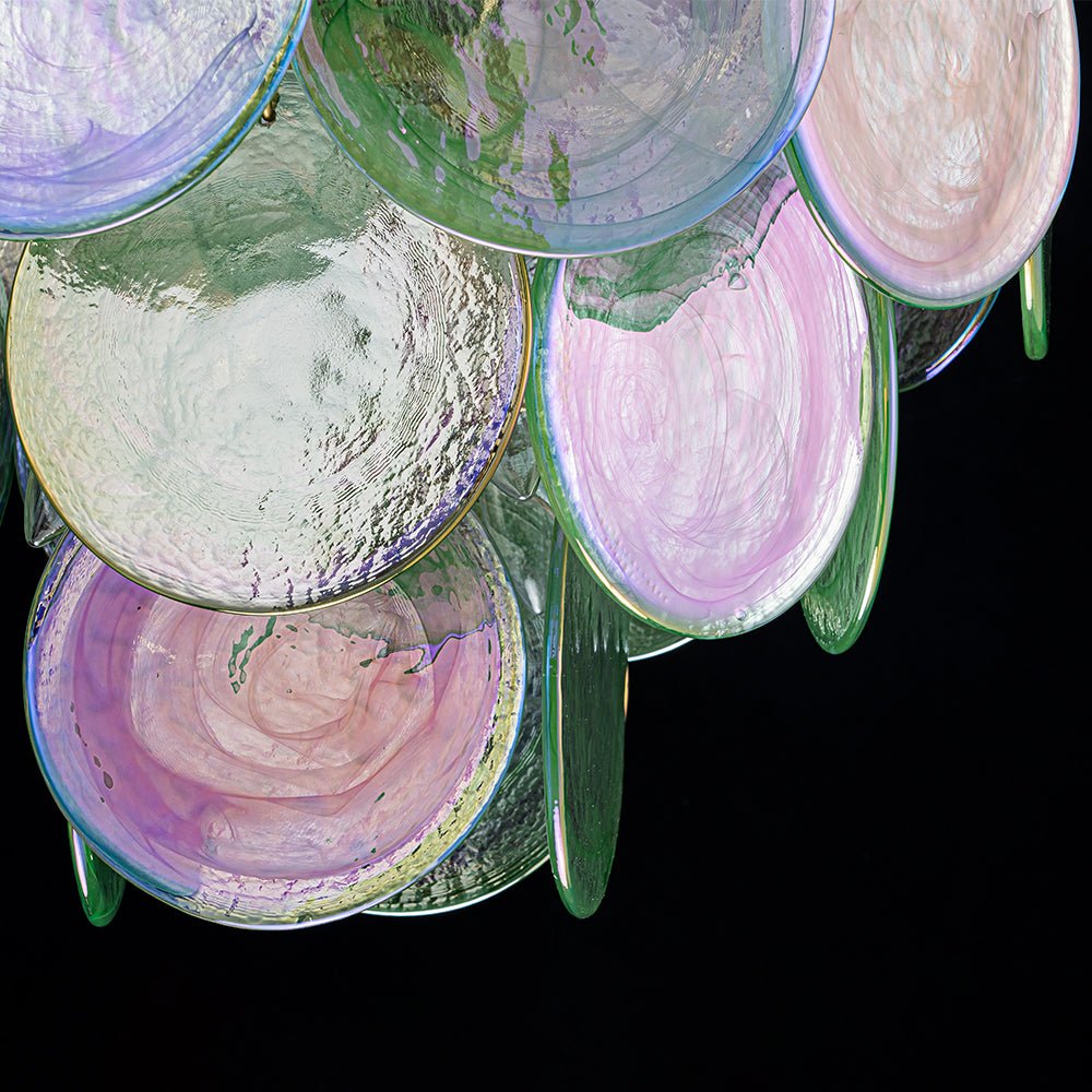 Gloruli Art Deco Iridescent Swirl Glass Chandelier