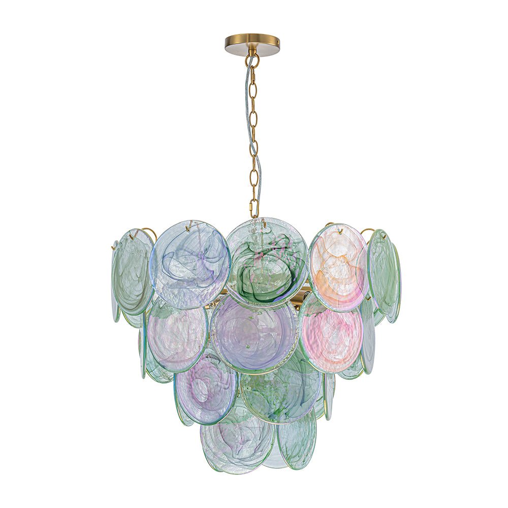 Gloruli Art Deco Iridescent Swirl Glass Chandelier