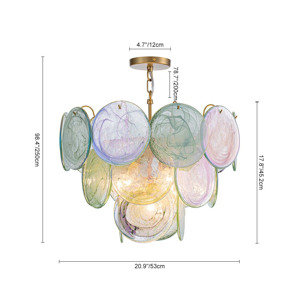 Gloruli Art Deco Iridescent Swirl Glass Chandelier