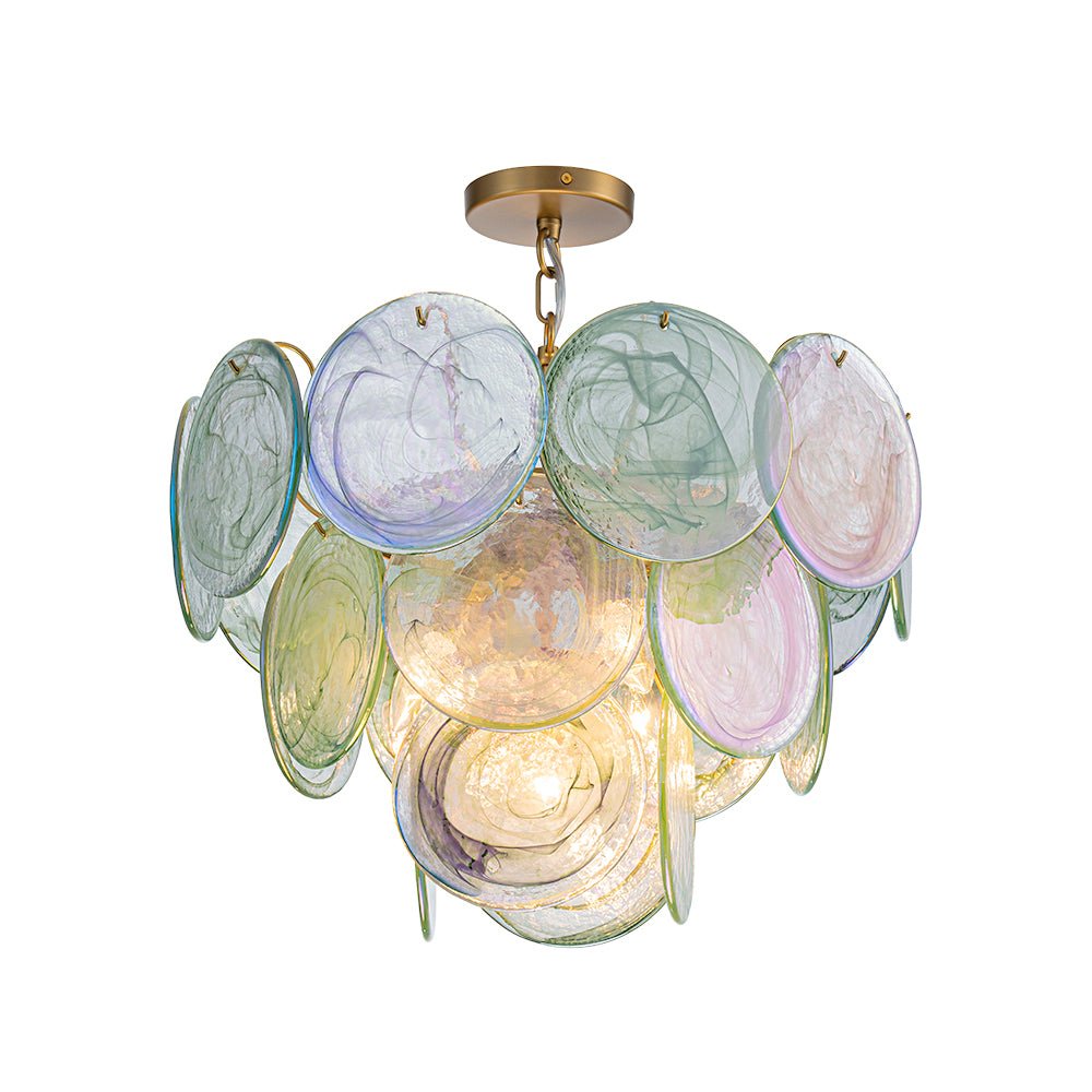 Gloruli Art Deco Iridescent Swirl Glass Chandelier