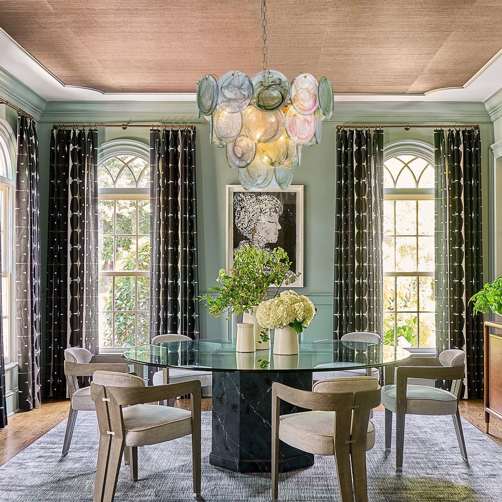 Gloruli Art Deco Iridescent Swirl Glass Chandelier