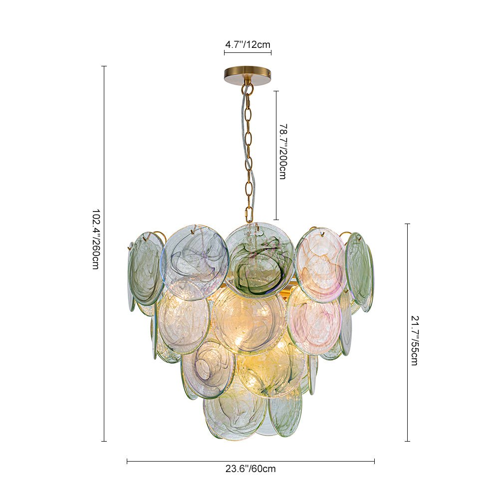 Gloruli Art Deco Iridescent Swirl Glass Chandelier