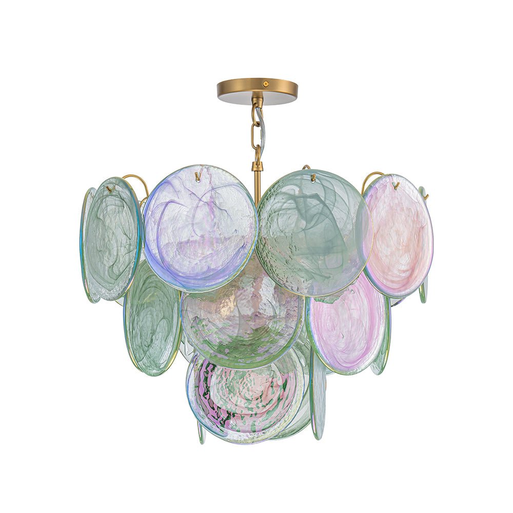 Gloruli Art Deco Iridescent Swirl Glass Chandelier