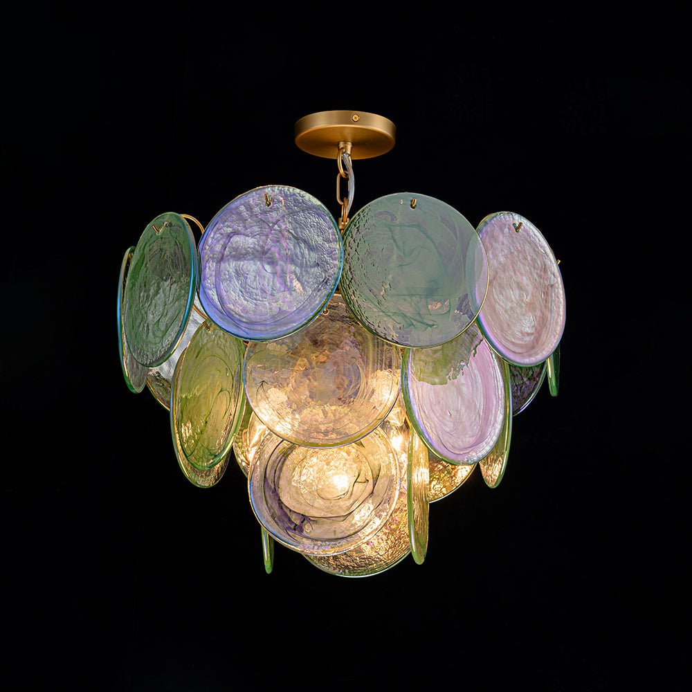 Gloruli Art Deco Iridescent Swirl Glass Chandelier