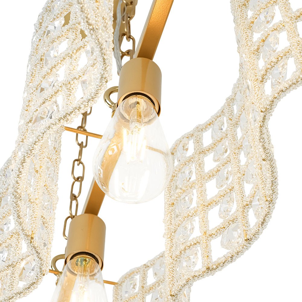 Kvennuvyt Art Deco Luxury Linear Cage Brass Crystal Chandelier