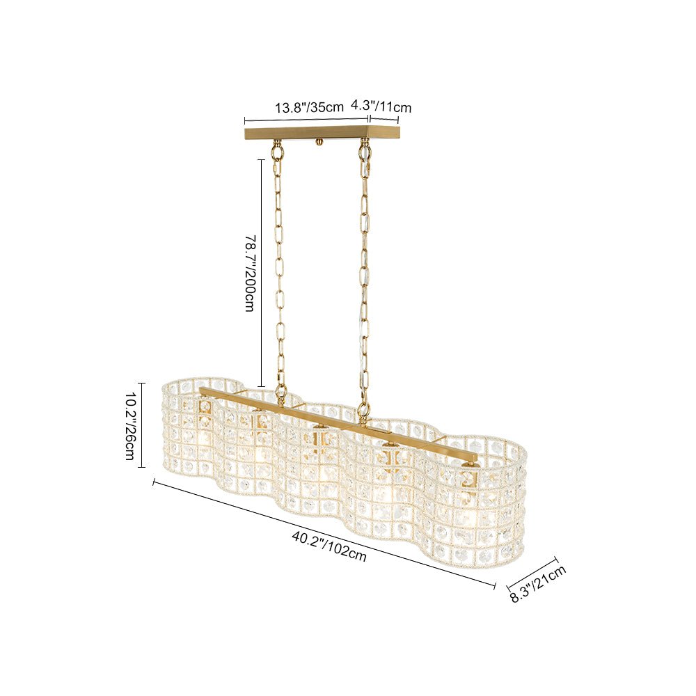 Kvennuvyt Art Deco Luxury Linear Cage Brass Crystal Chandelier