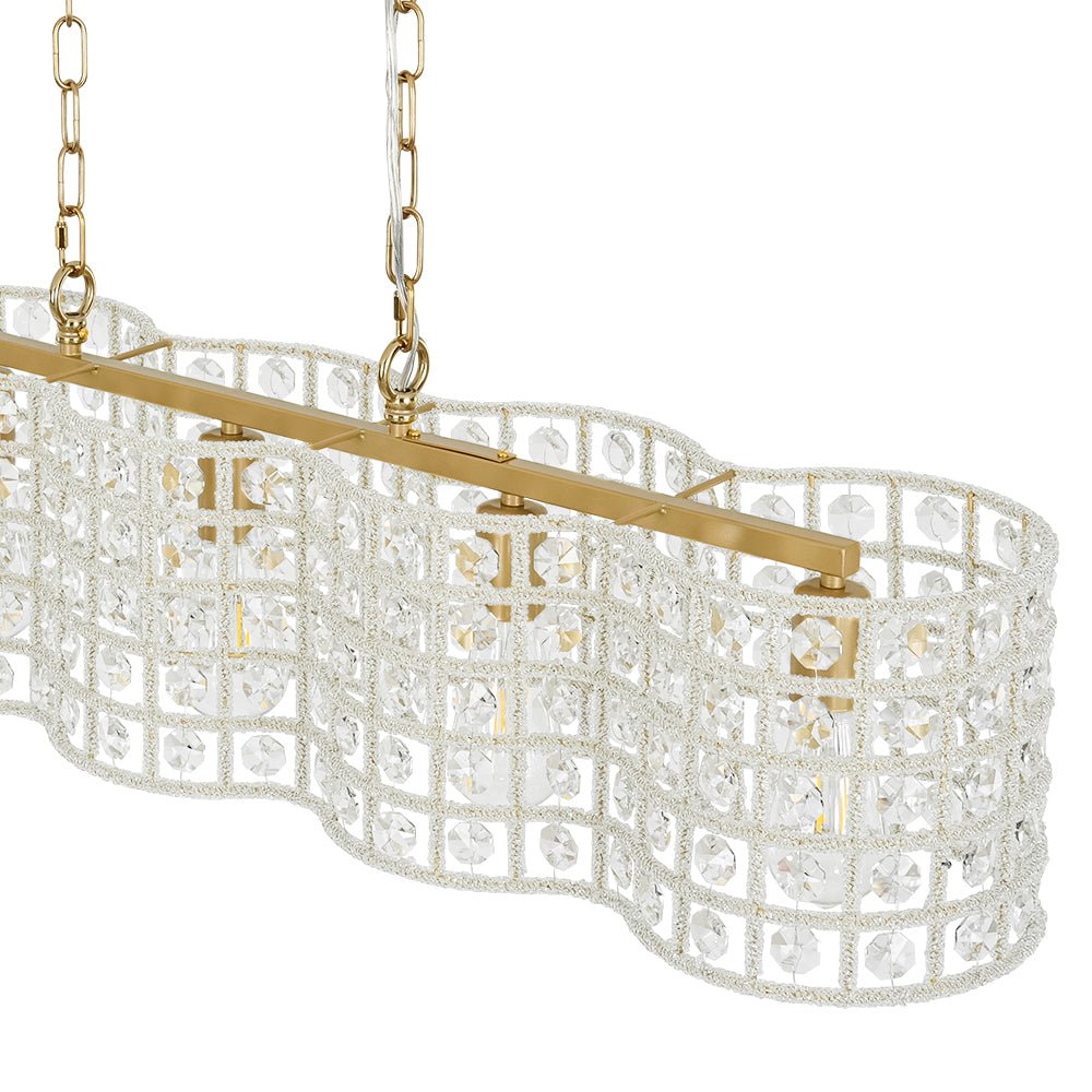 Kvennuvyt Art Deco Luxury Linear Cage Brass Crystal Chandelier