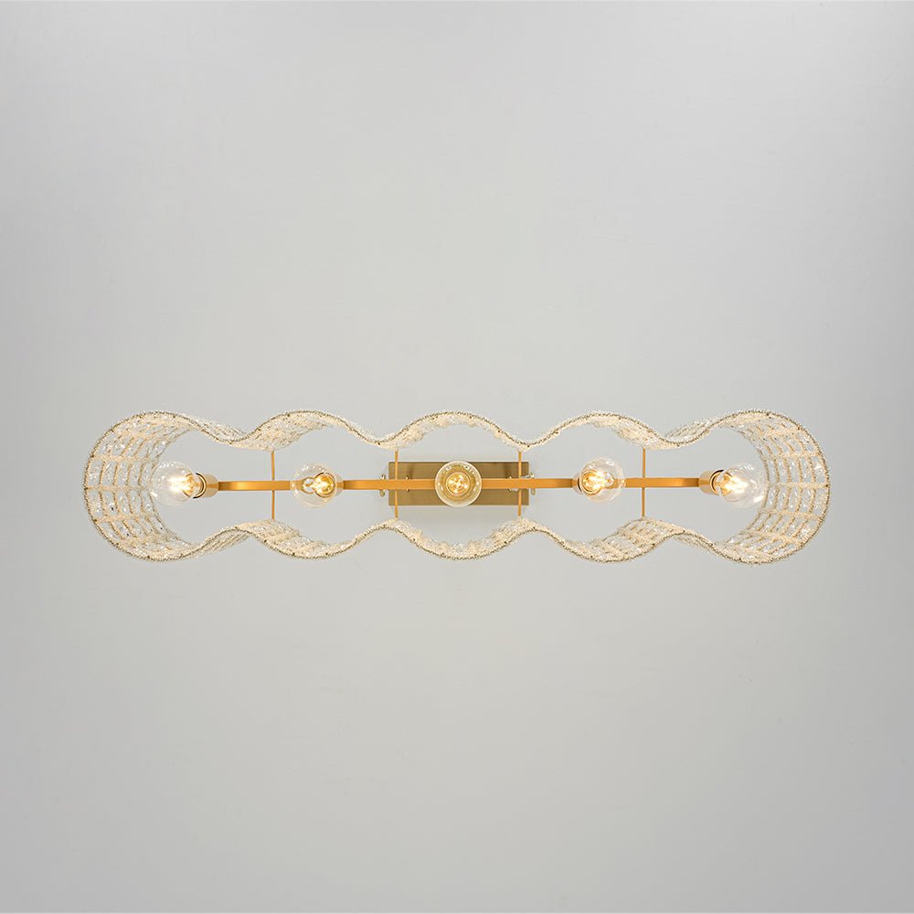 Kvennuvyt Art Deco Luxury Linear Cage Brass Crystal Chandelier