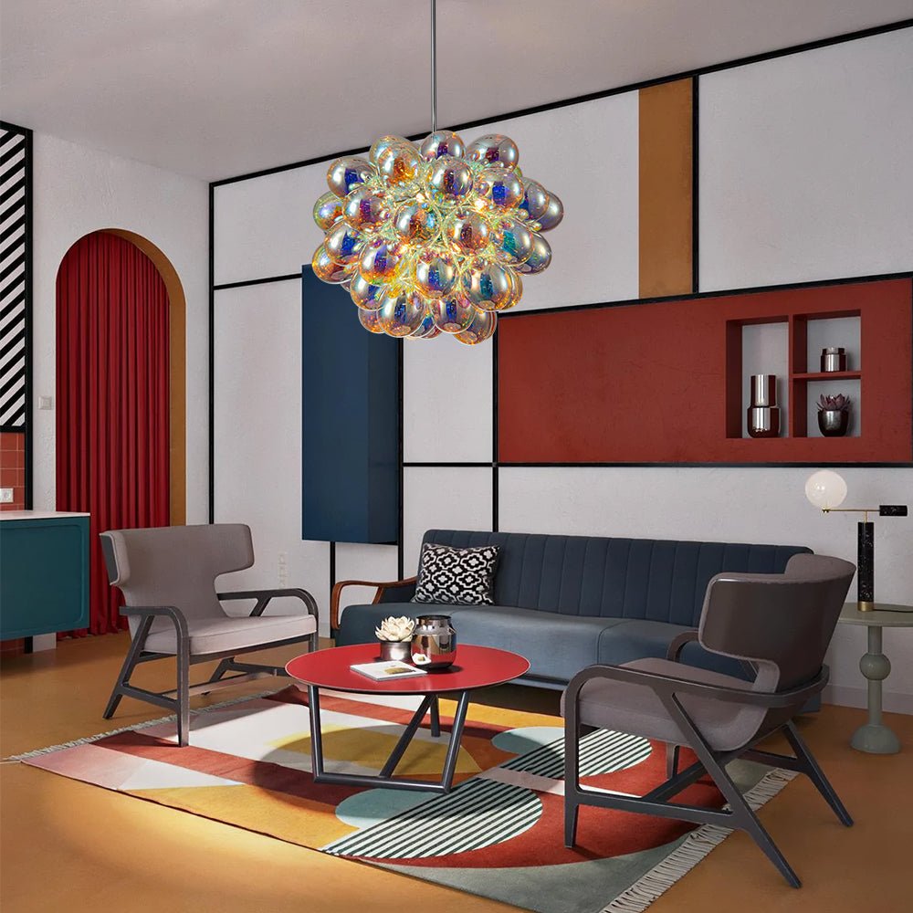 Ljomast Bauhaus Color Stained Cluster Glass Chandelier