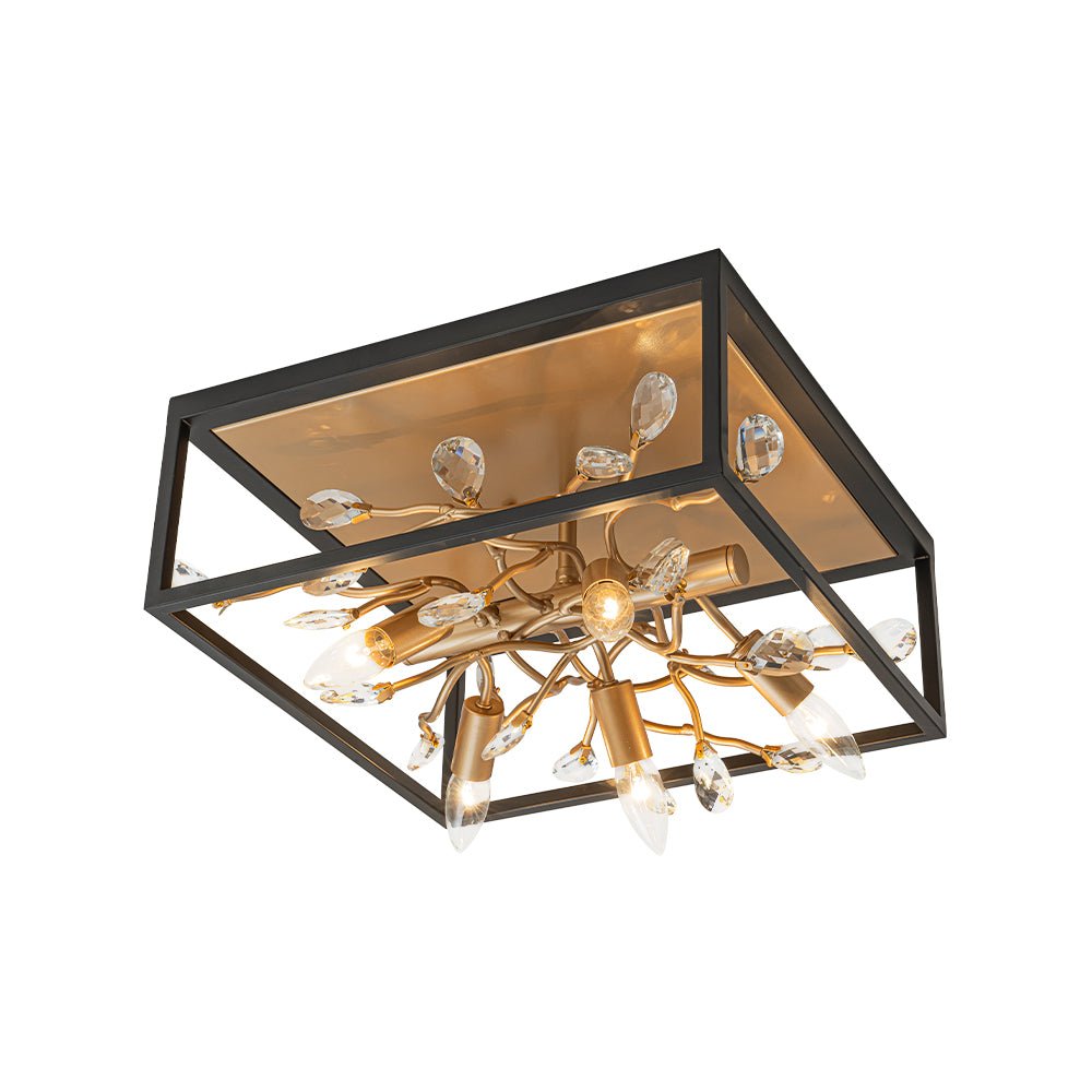 Waegnuvyr Branch Square Crystal Lantern Flush Mount Light