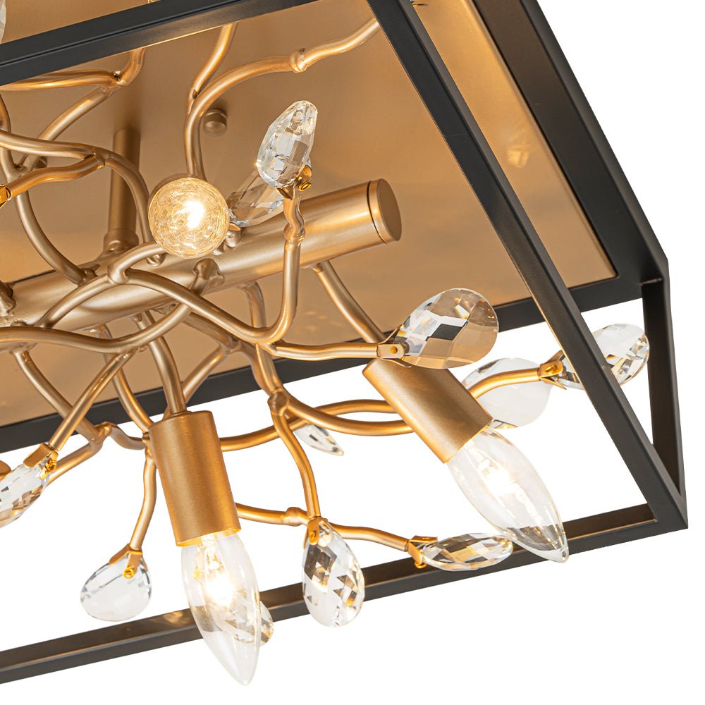 Waegnuvyr Branch Square Crystal Lantern Flush Mount Light
