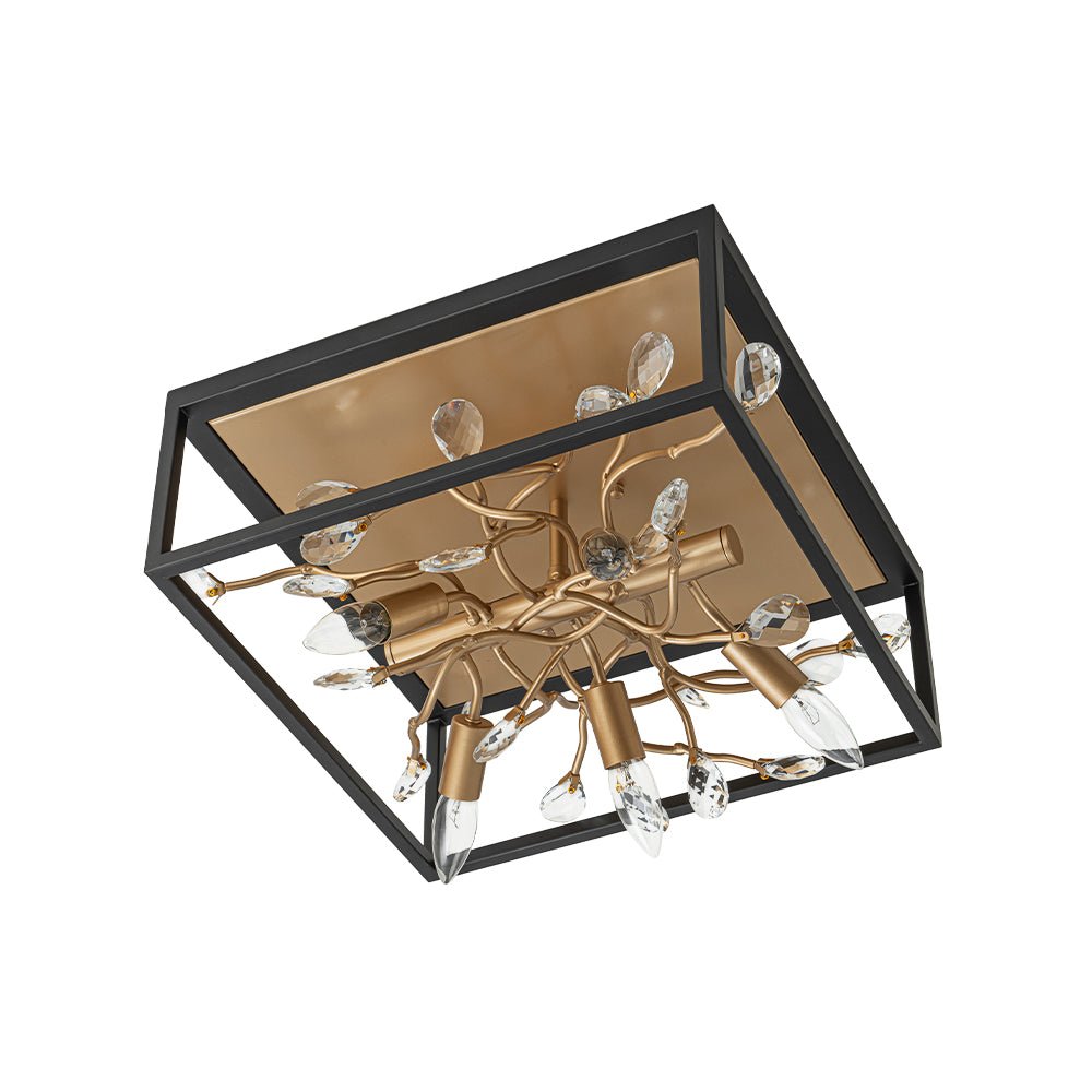 Waegnuvyr Branch Square Crystal Lantern Flush Mount Light