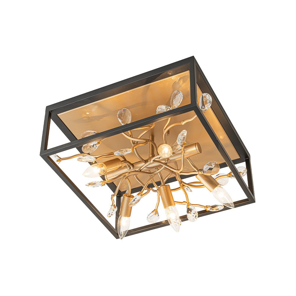 Waegnuvyr Branch Square Crystal Lantern Flush Mount Light