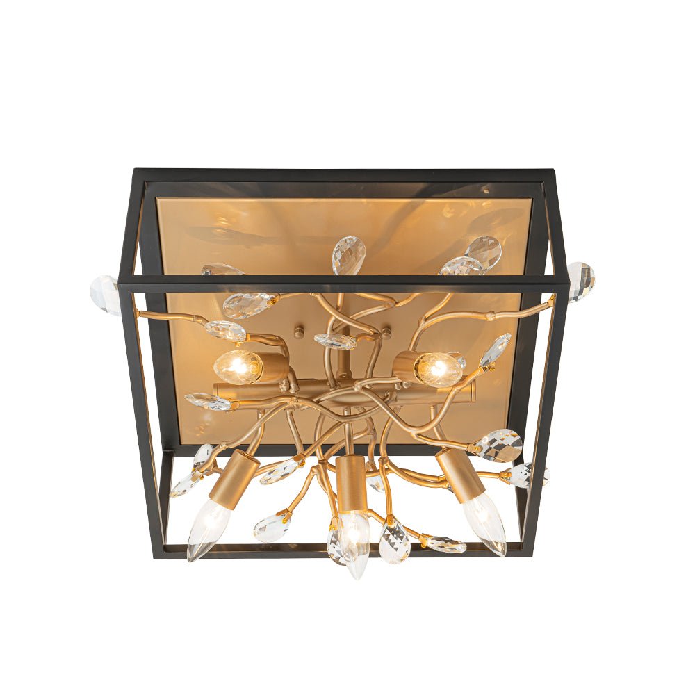 Waegnuvyr Branch Square Crystal Lantern Flush Mount Light