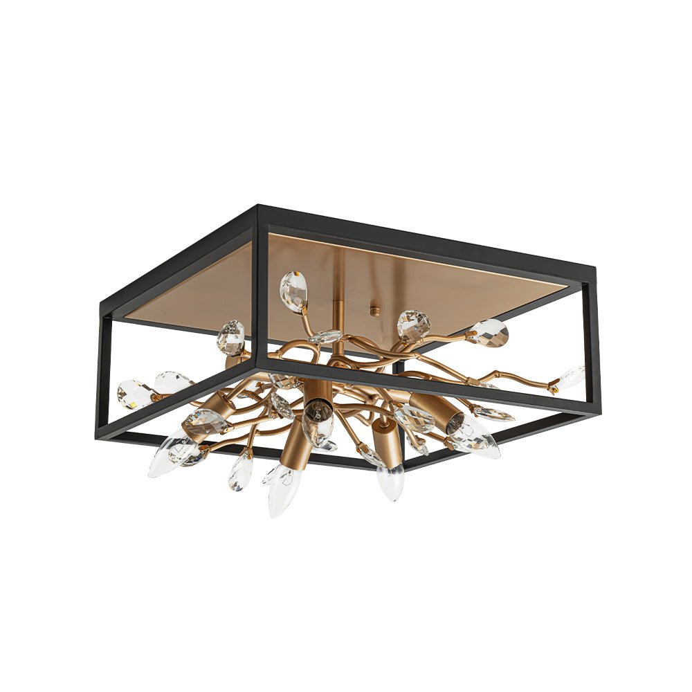 Waegnuvyr Branch Square Crystal Lantern Flush Mount Light
