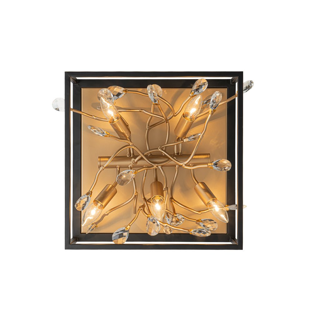 Waegnuvyr Branch Square Crystal Lantern Flush Mount Light