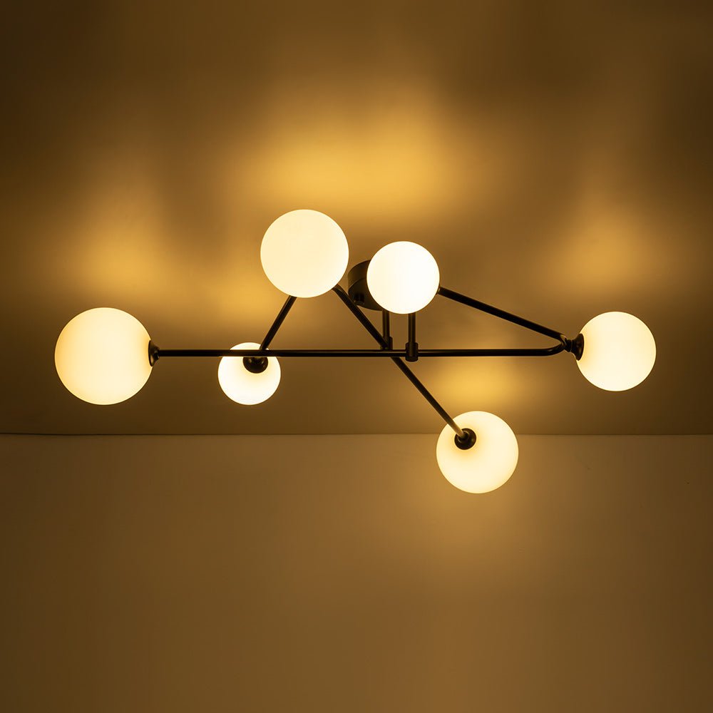 Vireta Linear Sputnik Metal Semi Flush Mount Ceiling Light