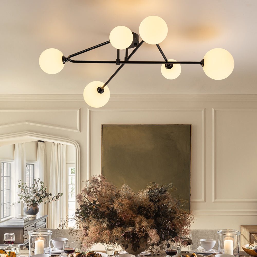 Vireta Linear Sputnik Metal Semi Flush Mount Ceiling Light