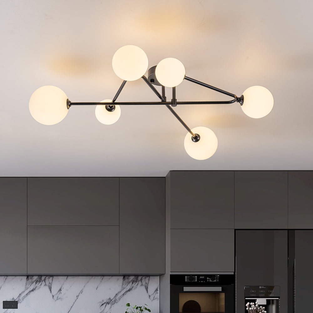 Vireta Linear Sputnik Metal Semi Flush Mount Ceiling Light