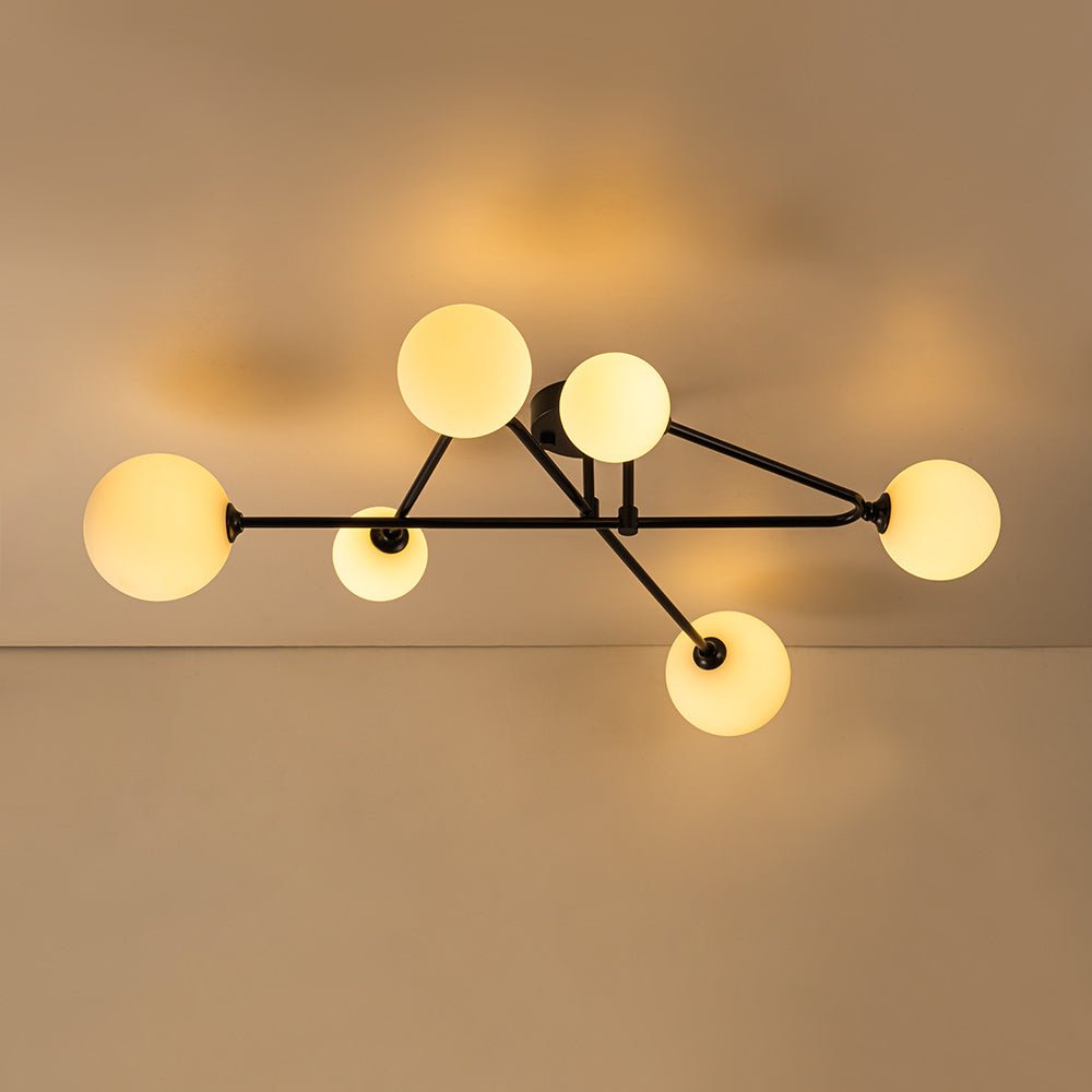 Vireta Linear Sputnik Metal Semi Flush Mount Ceiling Light