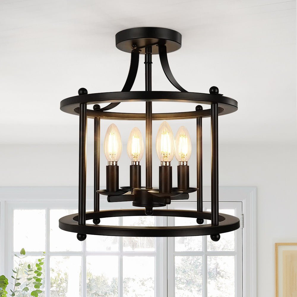 Plotunix Industrial Metal Semi Flush Mount Lighting