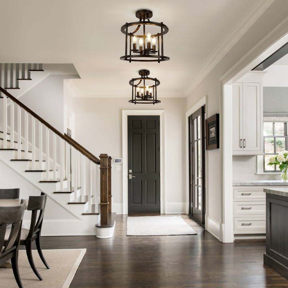 Plotunix Industrial Metal Semi Flush Mount Lighting