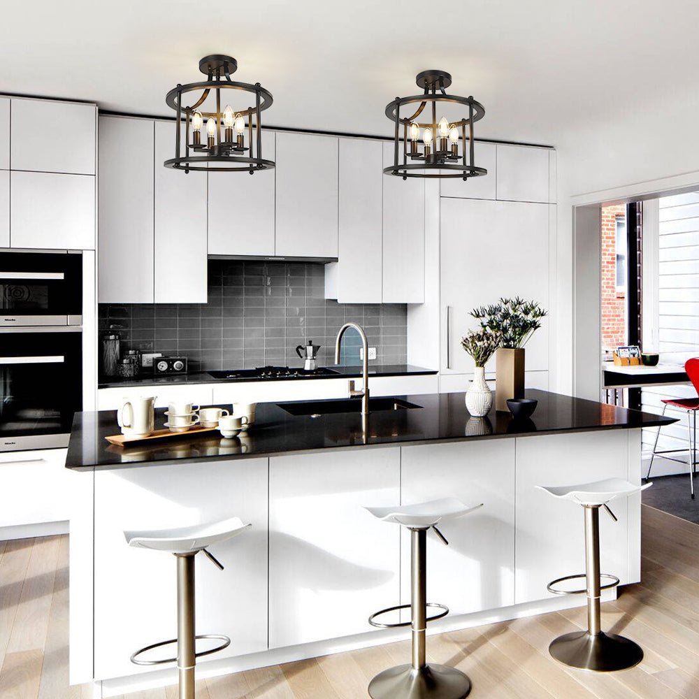 Plotunix Industrial Metal Semi Flush Mount Lighting