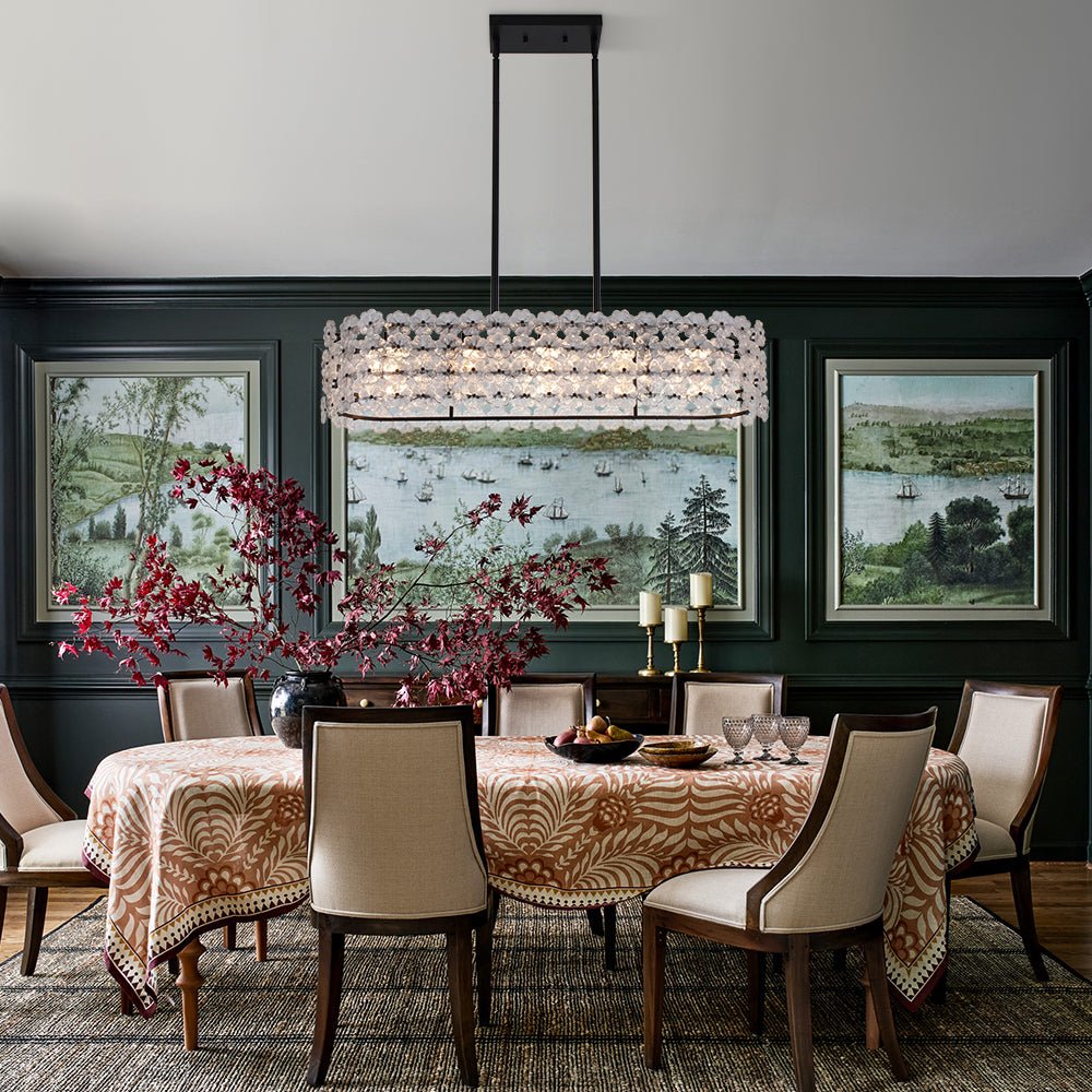 Caeluvux Bloom Art Deco Floral Linear Glass Chandelier