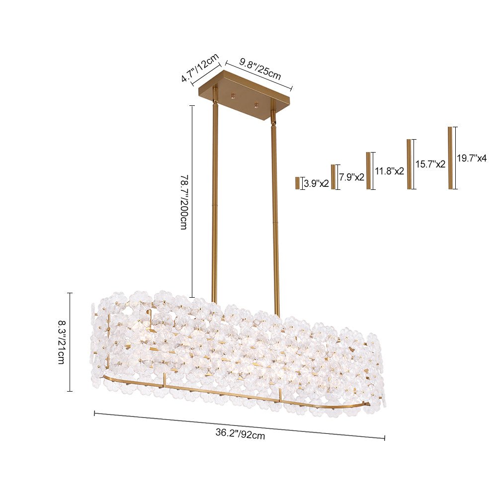 Caeluvux Bloom Art Deco Floral Linear Glass Chandelier