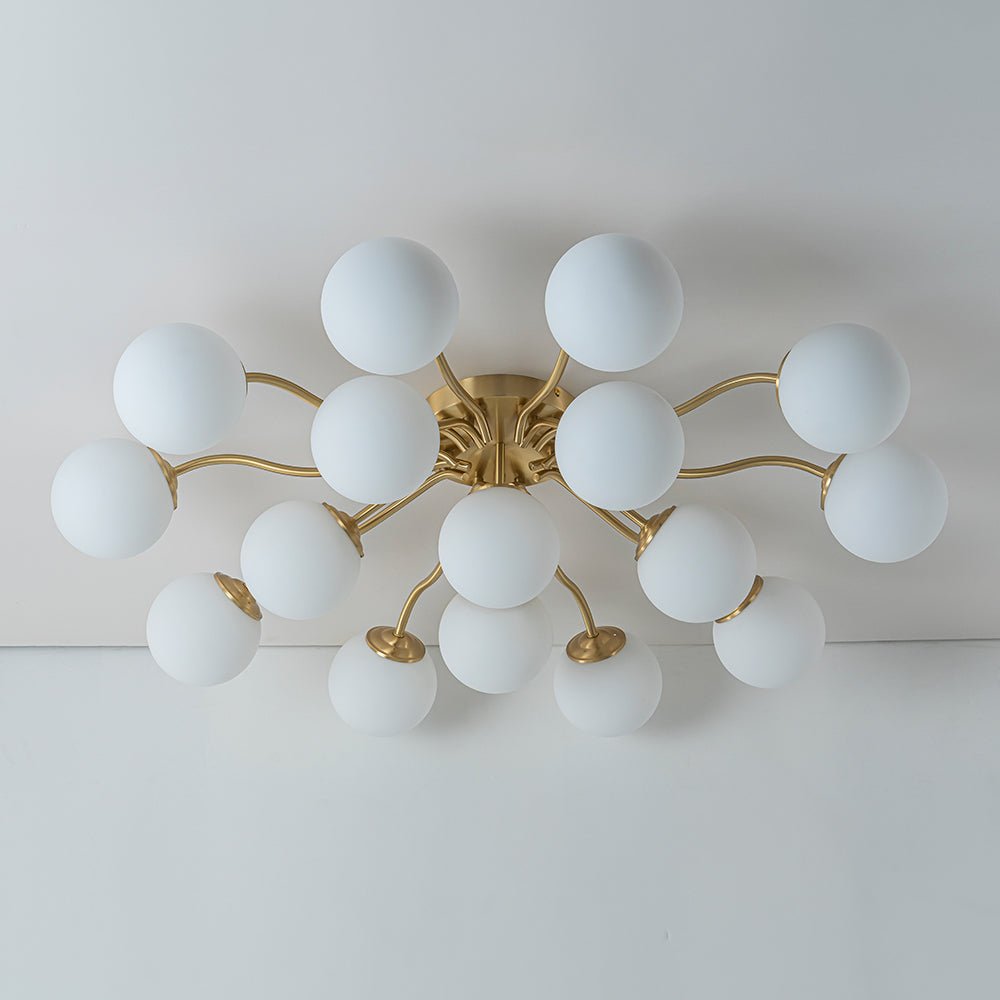 Püre Modern Brass Glass Semi Flush Chandelier