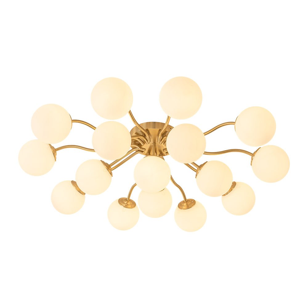 Püre Modern Brass Glass Semi Flush Chandelier