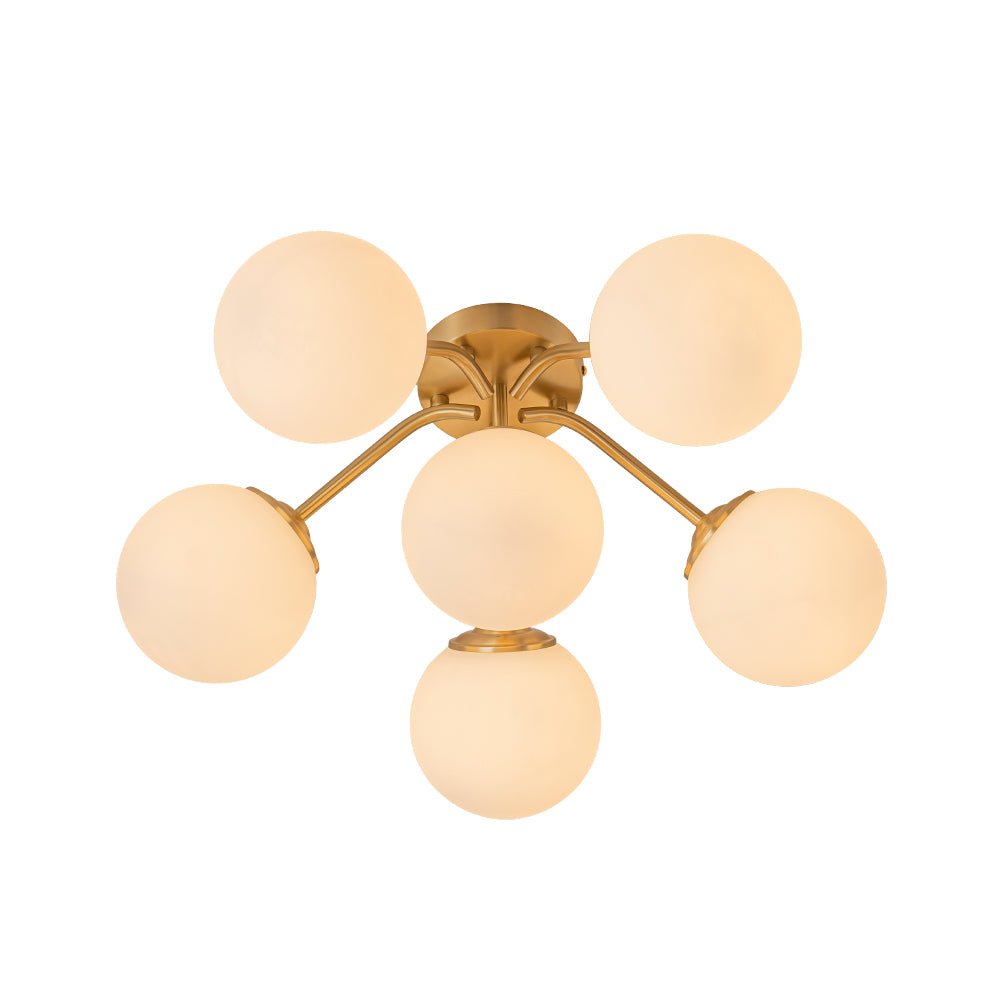 Püre Modern Brass Glass Semi Flush Chandelier
