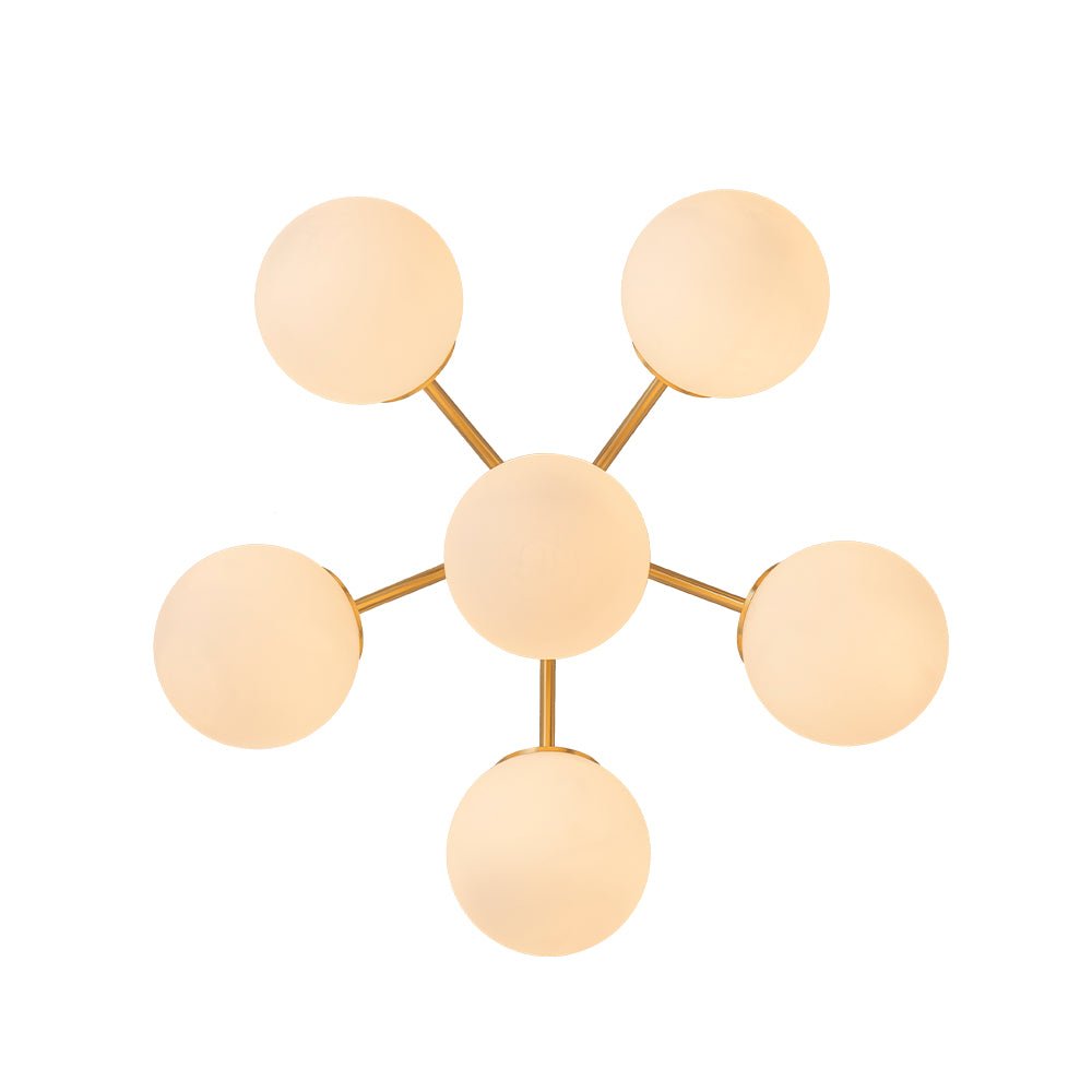 Püre Modern Brass Glass Semi Flush Chandelier
