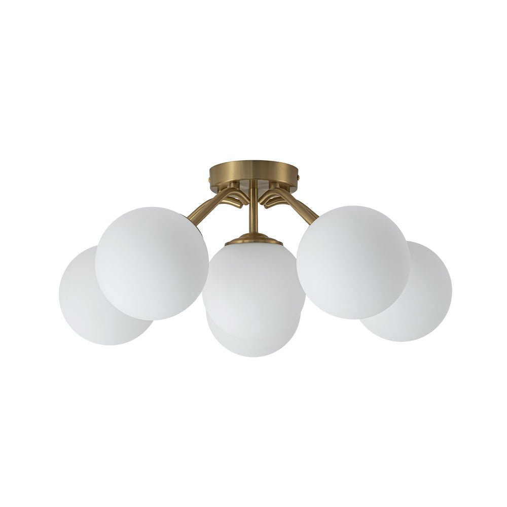 Püre Modern Brass Glass Semi Flush Chandelier