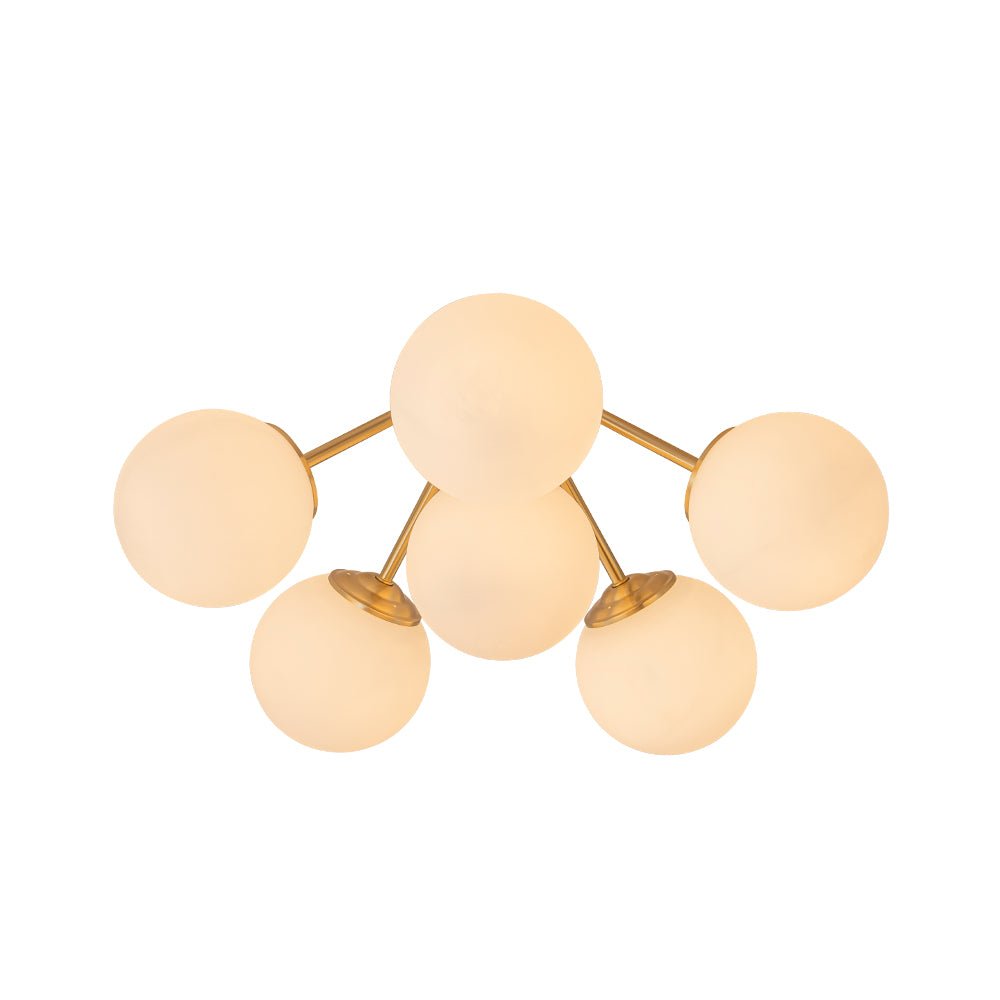 Püre Modern Brass Glass Semi Flush Chandelier