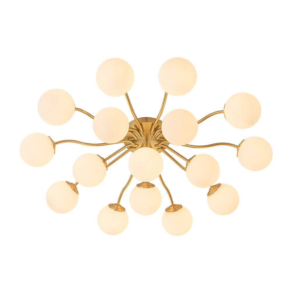 Püre Modern Brass Glass Semi Flush Chandelier