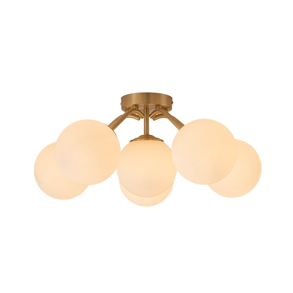 Püre Modern Brass Glass Semi Flush Chandelier