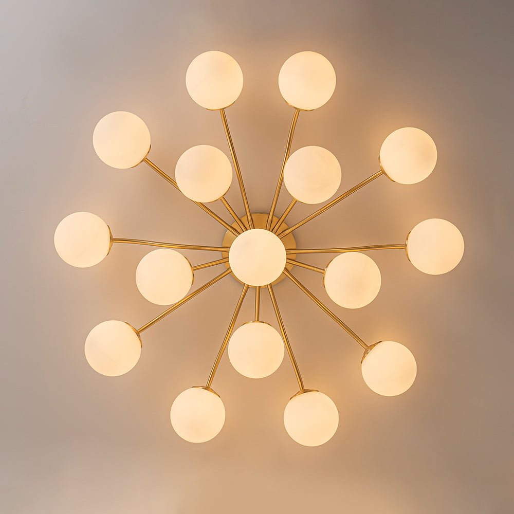 Püre Modern Brass Glass Semi Flush Chandelier