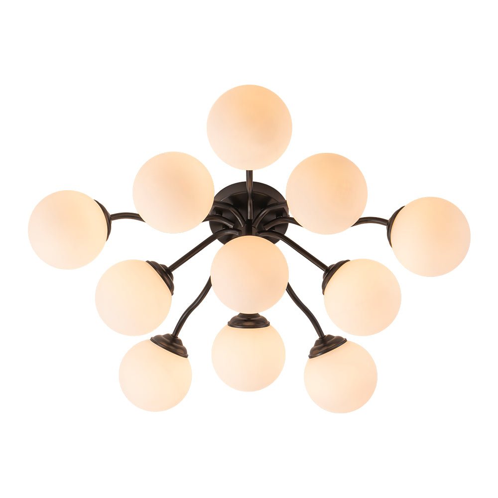 Püre Modern Brass Glass Semi Flush Chandelier