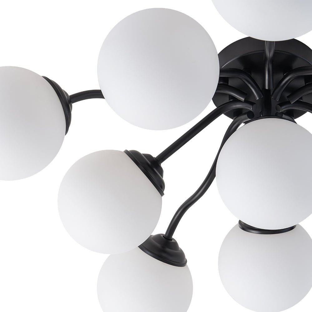 Püre Modern Brass Glass Semi Flush Chandelier