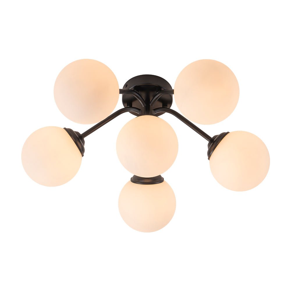 Püre Modern Brass Glass Semi Flush Chandelier