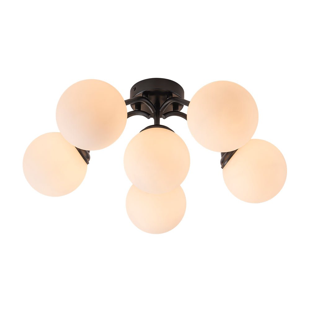 Püre Modern Brass Glass Semi Flush Chandelier