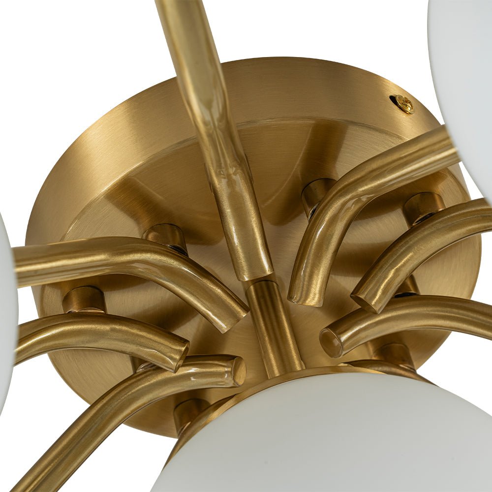 Püre Modern Brass Glass Semi Flush Chandelier