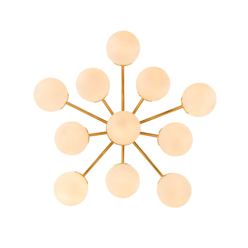 Püre Modern Brass Glass Semi Flush Chandelier