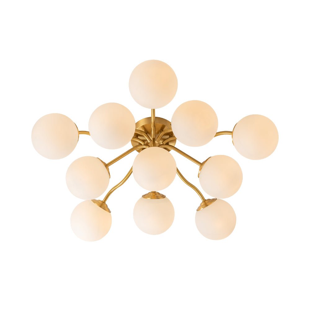Püre Modern Brass Glass Semi Flush Chandelier